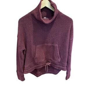 Sweaty Betty Women Small Cropped Pullover‎ Knit Burgundy Textured Sweater Top